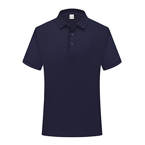 HomyComy Poloshirt Herren Kurzarm Baumwolle Männer Polo Shirts Sommer Regular Fit Golf Sports Polohemd Dunkelblau XL von HomyComy