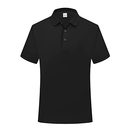 HomyComy Poloshirt Herren Kurzarm Baumwolle Männer Polo Shirts Sommer Regular Fit Golf Sports Polohemd Schwarz XL von HomyComy