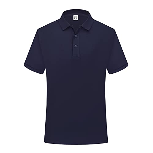 HomyComy Poloshirt Herren Kurzarm Baumwolle Männer Sommer Regular Fit Golf Sports Polohemd Dunkelblau XXL von HomyComy