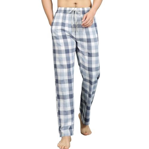 HomyComy Herren Schlafanzughose Lang Baumwolle Pyjamahose Nachtwäsche Pyjama mit Elastischer Taille Loungewear für Männer von HomyComy