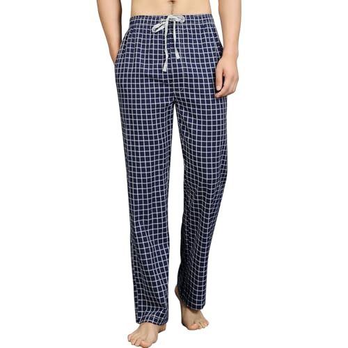 HomyComy Herren Schlafanzughose Lang Baumwolle Pyjamahose Nachtwäsche Pyjama mit Elastischer Taille Loungewear für Männer von HomyComy