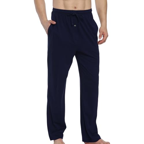 HomyComy Herren Schlafanzughose Lang Baumwolle Pyjamahose Nachtwäsche Pyjama mit Elastischer Taille Loungewear für Männer von HomyComy