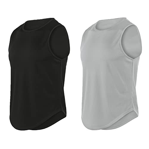 HomyComy Herren Sport Tank Top 2er Pack Quick Dry Achselshirts Sport Gym Fitness Ärmelloses Muscle Shirt Schwarz/Grau 3XL von HomyComy