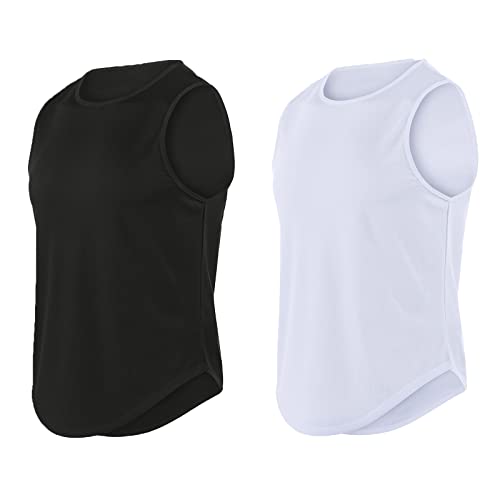 HomyComy Herren Sport Tank Top 2er Pack Quick Dry Achselshirts Sport Gym Fitness Ärmelloses Muscle Shirt Schwarz/Weiß 3XL von HomyComy