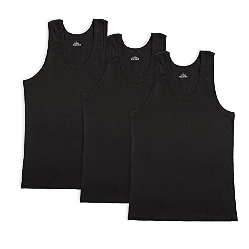 HomyComy Unterhemd Herren Feinripp Baumwolle ärmellos Tank Top 3er Pack Schwarz XL von HomyComy