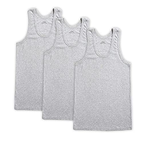 HomyComy Unterhemd Herren Athletic Tank Top 3er Packs Gekämmte Feinripp 100% Baumwolle Tanktops Grau L von HomyComy