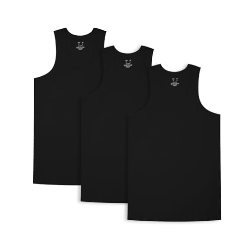 HomyComy Unterhemd Herren Athletic Tank Top 3er Packs Gekämmte Feinripp 100% Baumwolle Tanktops Schwarz M von HomyComy