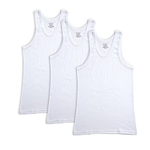 HomyComy Unterhemd Herren Athletic Tank Top 3er Packs Gekämmte Feinripp 100% Baumwolle Tanktops Weiß L von HomyComy