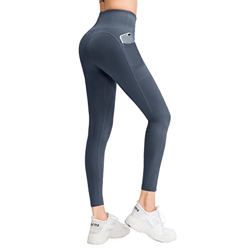 HomyComy Leggings für Damen High Waist Leggins Blickdicht Elastische Bauchweg Hosen Weiche Sporthose für Yoga Fitness Grau M von HomyComy