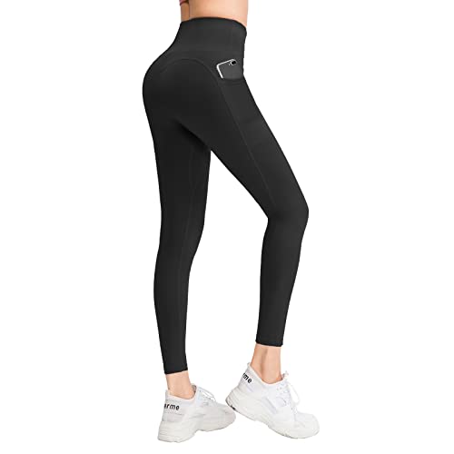 HomyComy Leggings für Damen High Waist Leggins Blickdicht Elastische Bauchweg Hosen Weiche Sporthose für Yoga Fitness Schwarz XL von HomyComy