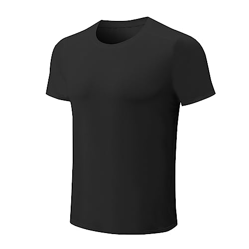 HomyComy Sport Tshirts Herren Kurzarm Laufshirt Schnelltrocknend Atmungsaktiv T-Shirts Trainingsshirt Schwarz M von HomyComy