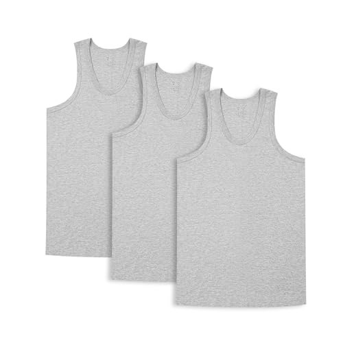 HomyComy Unterhemd Herren Athletic Tank Top 3er Packs Gekämmte Feinripp 100% Baumwolle Tanktops Grau S von HomyComy