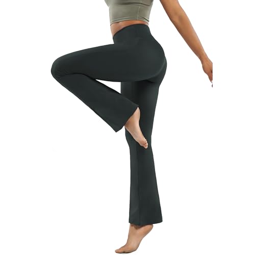 HomyComy Yogahose Damen Hohe Taille Bauchkontrolle Flared Leggings Bootleg Sporthose Bootcut Sporthose Fitness Flare Hose Aktive Freizeit Jazzpants Grau M von HomyComy