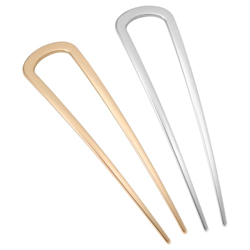 HonGien 2PCS U Förmige Haarnadeln French Hair Pin 14cm Groß Haarnadeln aus Metall Haarpin für Damen Mädchen Frauen French twist hair pin von HonGien