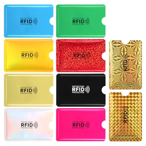 HonGien 10 RFID-Kartenhalter, Kreditkartenschutz, RFID-blockierende Hüllen, bunter Kreditkartenschutz für Geldbörse, Reisepass, Schlüsselanhänger von HonGien