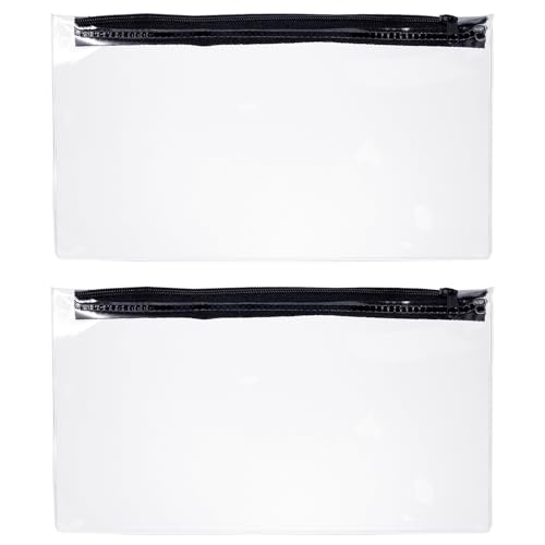 HonGien Transparentes Federmäppchen, PVC-Federmäppchen, transparentes Federmäppchen, transparente Aufbewahrungstasche für Prüfung, Reisen, Aufbewahrung, 2 Stück von HonGien