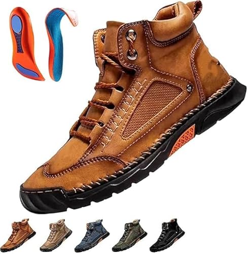 Hondeka Cryonessa Lederstiefel, Herren bequeme handgefertigte Lederstiefel - wasserdichte Außenschuhe im Freien im Freien (Braun, M, Erwachsene, 47, Numerisch, EU Schuhgrößensystem, M) von Hondeka