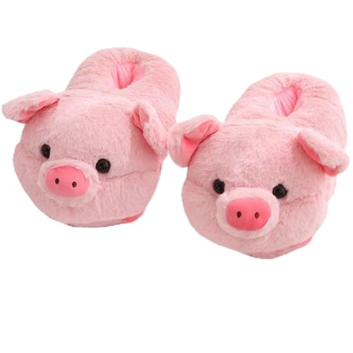 Hondeka Niedliche Tier-Hausschuhe für Damen, flauschige Plüsch-Hausschuhe mit Cartoon-Motiv in Rosa (H, M, Erwachsene, Damen, Einheitsgröße, Alphanumerisch, EU Schuhgrößensystem, M) von Hondeka