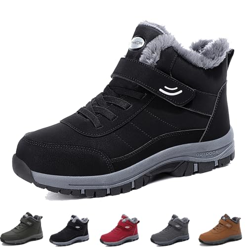 Hondeka Orthorelief - Ergonomischer Klettverschluss-Stiefel, Orthorelief Winterschuhe, Mit Großzügigem Zehen- und Fersenbereich (Schwarz, Erwachsene, 39, Numerisch, EU Schuhgrößensystem, M) von Hondeka
