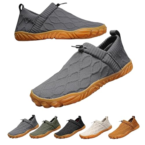 Hondeka Velostep Schuh Strick-Schlupfschuhe Herren Barfuß Trailrunning-Schuhe Wanderschuhe (Grau, Erwachsene, 39, Numerisch, EU Schuhgrößensystem, M) von Hondeka