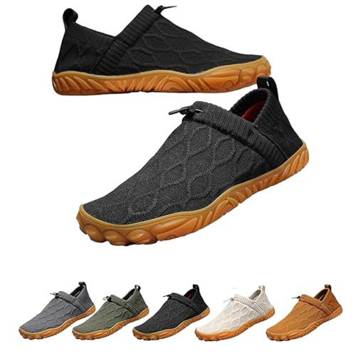 Hondeka Velostep Schuh Strick-Schlupfschuhe Herren Barfuß Trailrunning-Schuhe Wanderschuhe (Schwarz, Erwachsene, 45, Numerisch, EU Schuhgrößensystem, M) von Hondeka