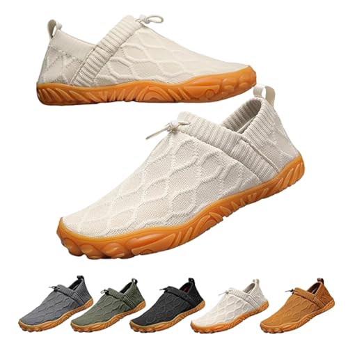 Hondeka Velostep Schuh Strick-Schlupfschuhe Herren Barfuß Trailrunning-Schuhe Wanderschuhe (Weiß, Erwachsene, 41, Numerisch, EU Schuhgrößensystem, M) von Hondeka