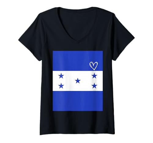 Damen Honduras Flagge Hondurans Herz Stolzer Erbe Nationalfeiertag T-Shirt mit V-Ausschnitt Damen Honduras Flagge Hondurans Herz Stolzer Erbe Nationalfeiertag T-Shirt mit V-Ausschnitt von Honduras Flag Hondurans Heart Proud Gifts Idea