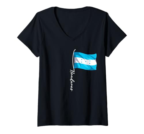Damen Honduras Flaggen T-Shirt mit V-Ausschnitt Damen Honduras Flaggen T-Shirt mit V-Ausschnitt von Honduras Geschenk