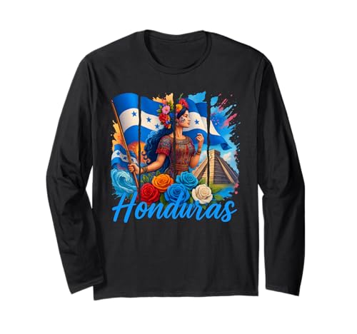 Honduranische Flagge Copan Honduras Reise Familie Urlaub Männer Frauen Langarmshirt Honduranische Flagge Copan Honduras Reise Familie Urlaub Männer Frauen Langarmshirt von Honduras Independence Day Apparel Men Women Kids