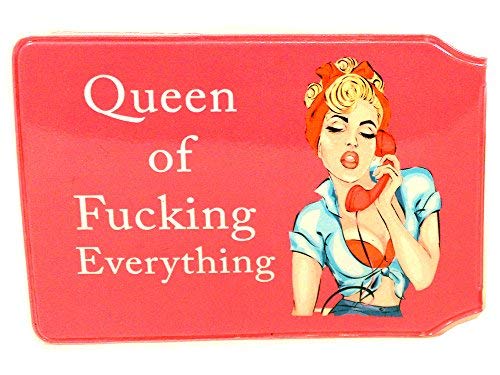 Queen of F***ing Everything Slim Line Bus Pass Wallet Credit Travel Rail Ticket Card Holder for Oyster Business ID Card, mehrfarbig, 1x Wallet von Honeey