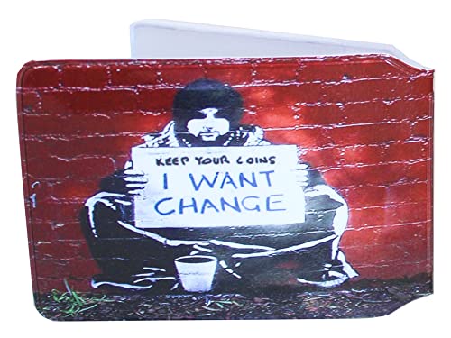 Streetart Want Change Kreditkarte Bus Pass Wallet Slimline Travel Rail Ticket Holder Cover for Oyster Business Zip ID Card - Bifold - Party Bag Gift School Leaver Uni, mehrfarbig, 2x Wallets, Modern von Honeey