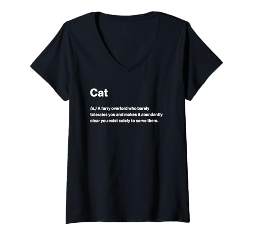 Damen Relatable Funny Dictionary Definition Cat T-Shirt mit V-Ausschnitt von Honest Dictionary
