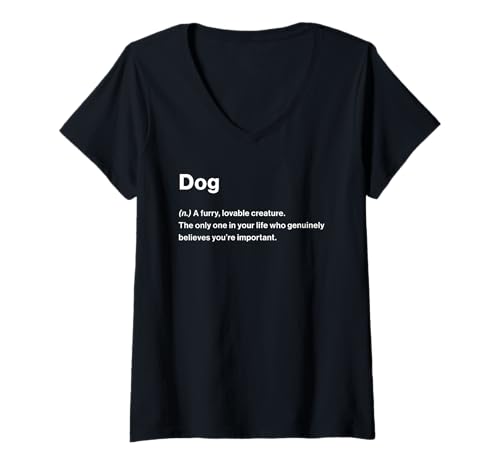 Damen Relatable Funny Dictionary Definition Dog T-Shirt mit V-Ausschnitt von Honest Dictionary