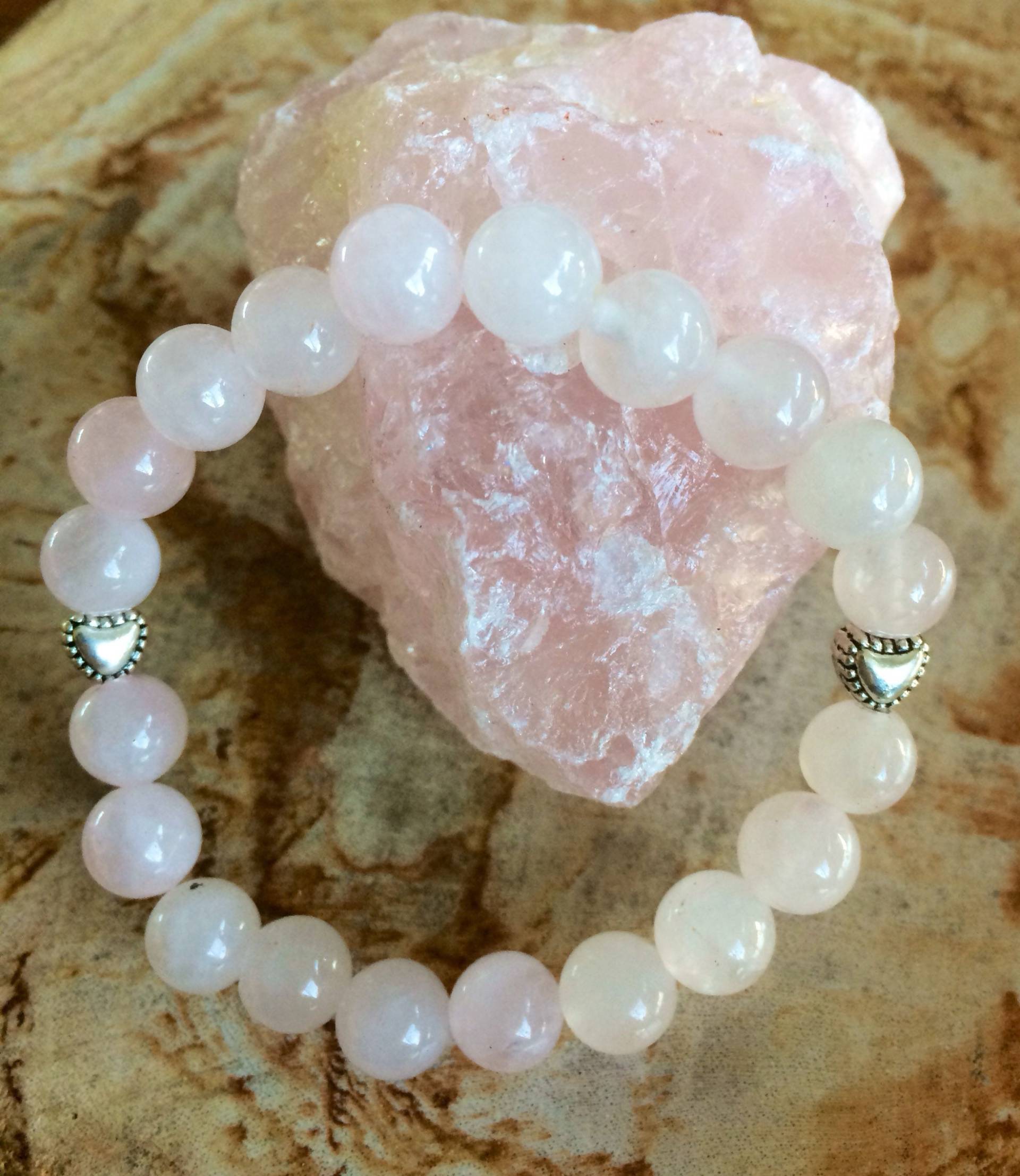 Rosenquarz & Herz Stretch Armband Premium Perlen Heilarmband Natürliche Heilung Schmuck Meditation Liebe Chakra Yoga Kristall Rosenquarz & Herz Stretch Armband Premium Perlen Heilarmband Natürliche Heilung Schmuck Meditation Liebe Chakra Yoga Kristall von HonestGems