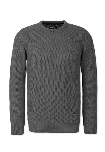 Honesty Rules Herren Strickpullover Grid Rundhals Langarm aus Bio-Baumwolle, Grey, Gr. L von Honesty Rules