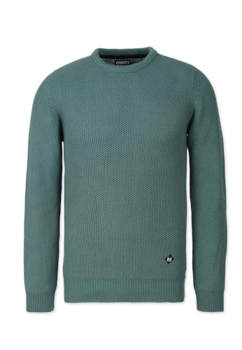 Honesty Rules Herren Strickpullover Grid Rundhals Langarm aus Bio-Baumwolle, sage, Gr. XL von Honesty Rules