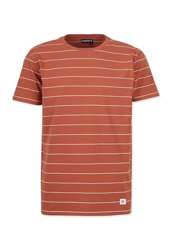 Honesty Rules Unisex Kurzarm T-Shirt Pin Striped aus Bio-Baumwolle, Burned-Brick, Gr. M von Honesty Rules