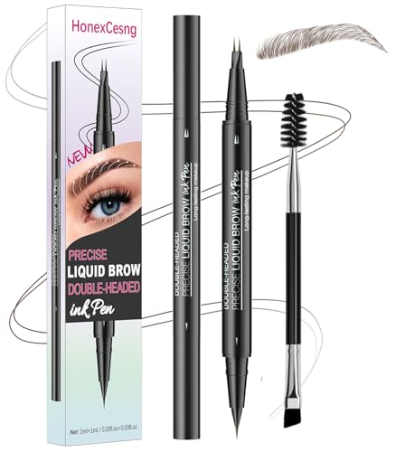 Microblading Augenbrauenstift Wasserfest, Eyebrow Pencil 2-in-1 Dual-Ended, Augenbrauenstift Härchenzeichnung, für Langanhaltend Definierte Brauen, Natürliches Make up (Braun) von HonexCesng