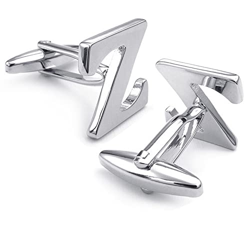 HONEY BEAR 1 Paar Herren Edelstahl Manschettenknöpfe Hochzeit Cufflinks Manschettenknopf Silber Buchstabe (Z) von HONEY BEAR