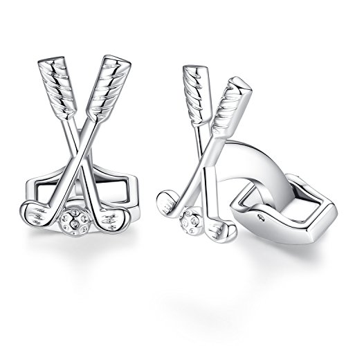 HONEY BEAR Herren Golf Clubs und Ball Manschettenknöpfe Sport Cufflinks Edelstahl Manschettenknopf, Silber,MEHRWEG von HONEY BEAR