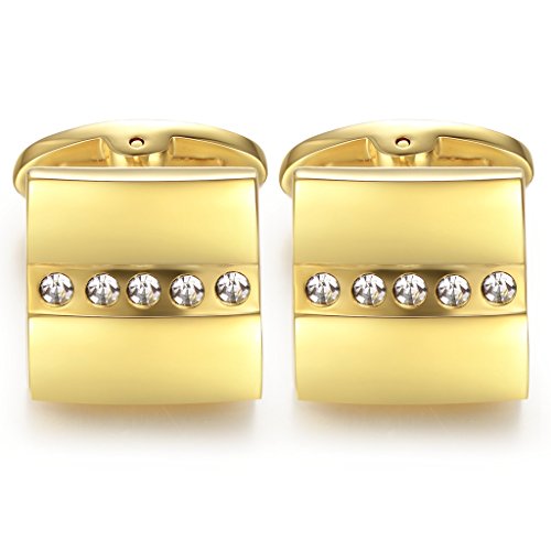 HONEY BEAR Herren Manschettenknöpfe Hochzeit Cufflinks Gold Edelstahl,MEHRWEG von HONEY BEAR