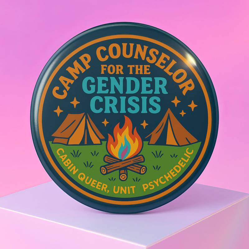 Nonbinary Gender Crisis Pin Für Lgbtq Camp Lovers, Verschenkbarer Button Mit Pride Humor von HoneyDazedShop
