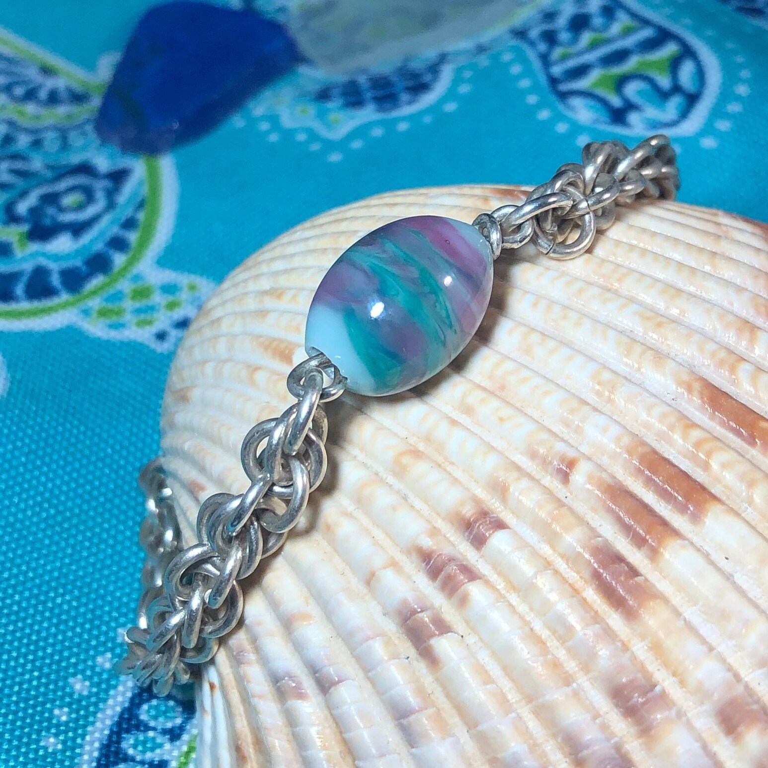 Jens Pend Chainmaille Sterling Silberarmband Mit Perle Jens Pend Chainmaille Sterling Silberarmband Mit Perle von HoneyGlassFarm