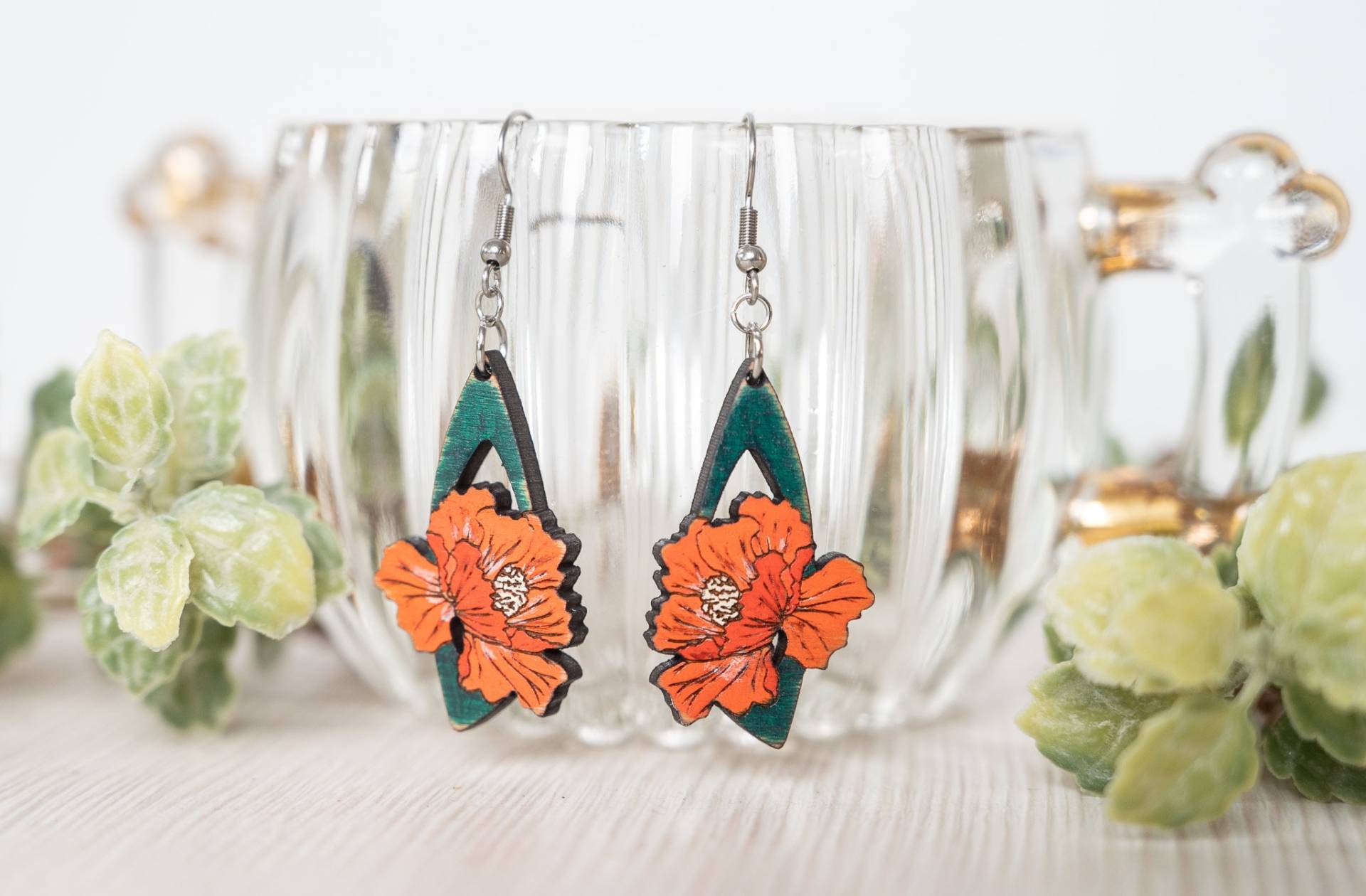 Pfingstrose Ohrringe von HoneyGlowStore