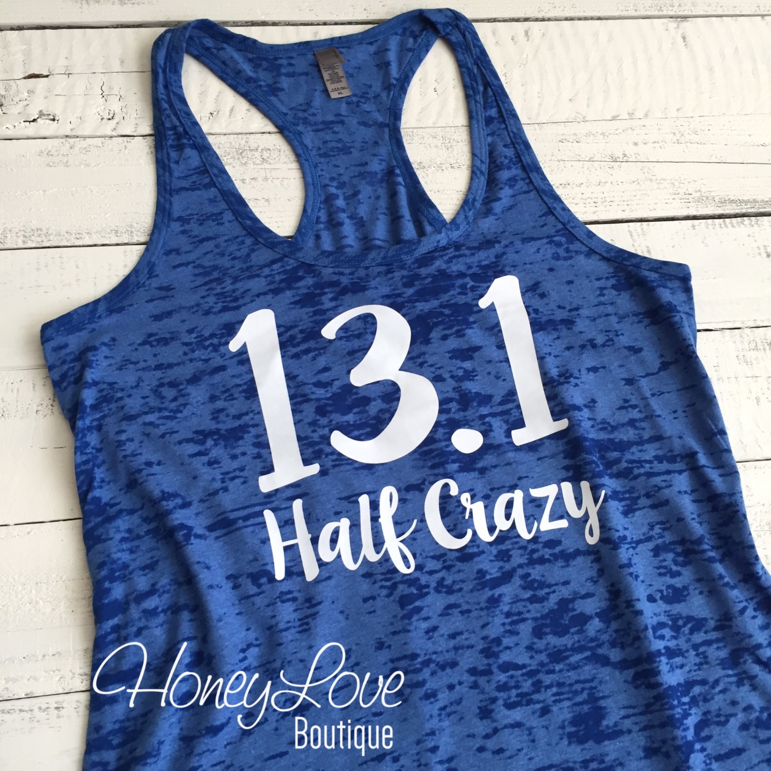 13.1 Half Crazy Marathon Tank - Schleifenfarbe Wählen Trainings-Tanktop, Workout-Shirt, Burnout-Racerback-Tanktop, Läufer-Tanktop Damen S-2xl von HoneyLoveBoutique