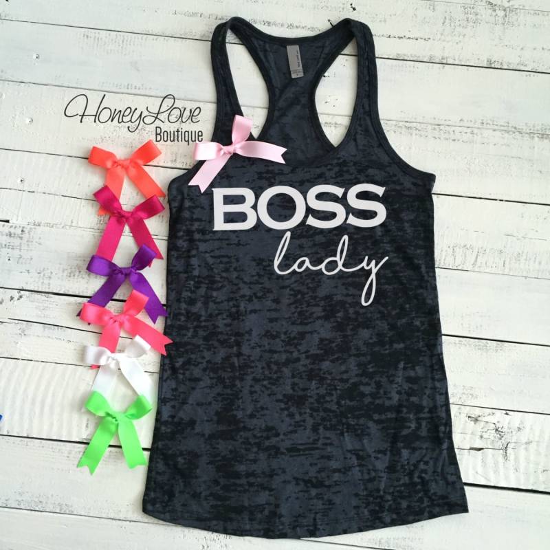 Boss Dame - Schleifenfarbe Wählen Inspirierendes Tank-Top, Motivierendes Gym Workout Shirt, Burnout Racerback, Tank, Damen S-2xl von HoneyLoveBoutique