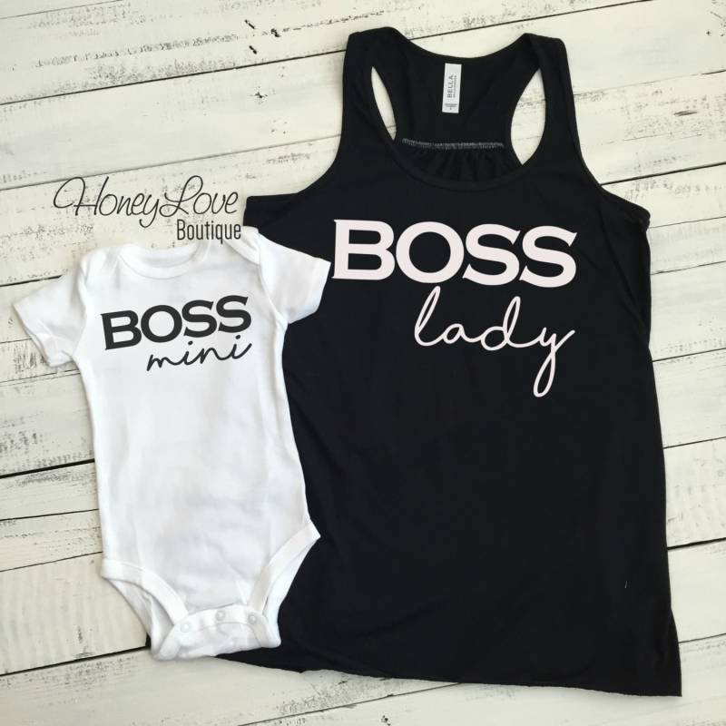 Boss Lady Mini Tank Body Set - Fließender Mama Momma Mutter Und Ich, Tochter Passendes Outfit Säugling Kleinkind Baby von HoneyLoveBoutique