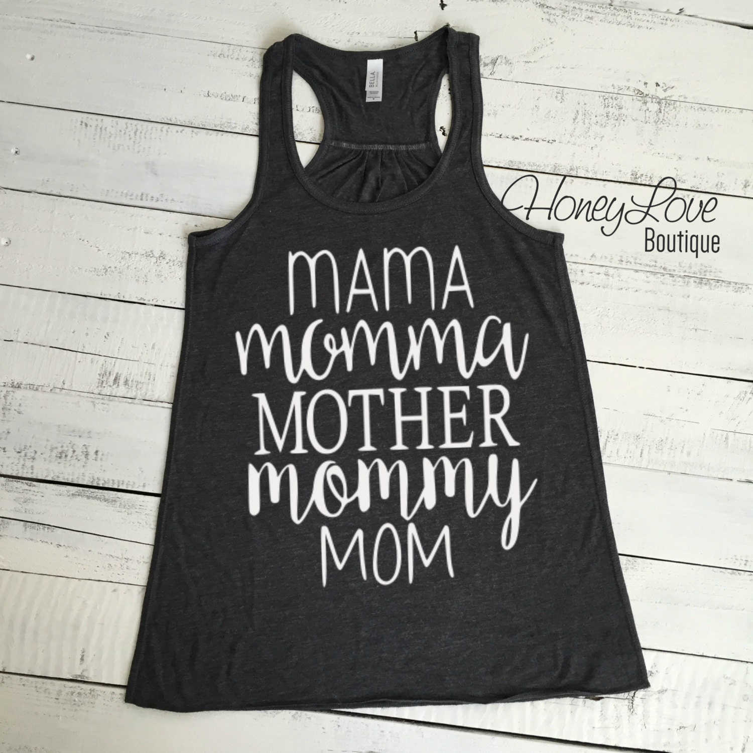 Mama Mutter Tank, Flowy Schwarz Oder Grau, Meliert Entspannt Passform, Muttertag, Neue Mama-Shirt, Schwangerschaft Tank Frauen S-2xl von HoneyLoveBoutique