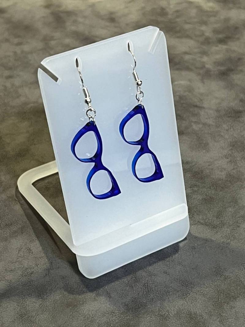 Brillen-Ohrringe Acryl Schmuck Blau, Party, Geschenk von HoneyMoodShop
