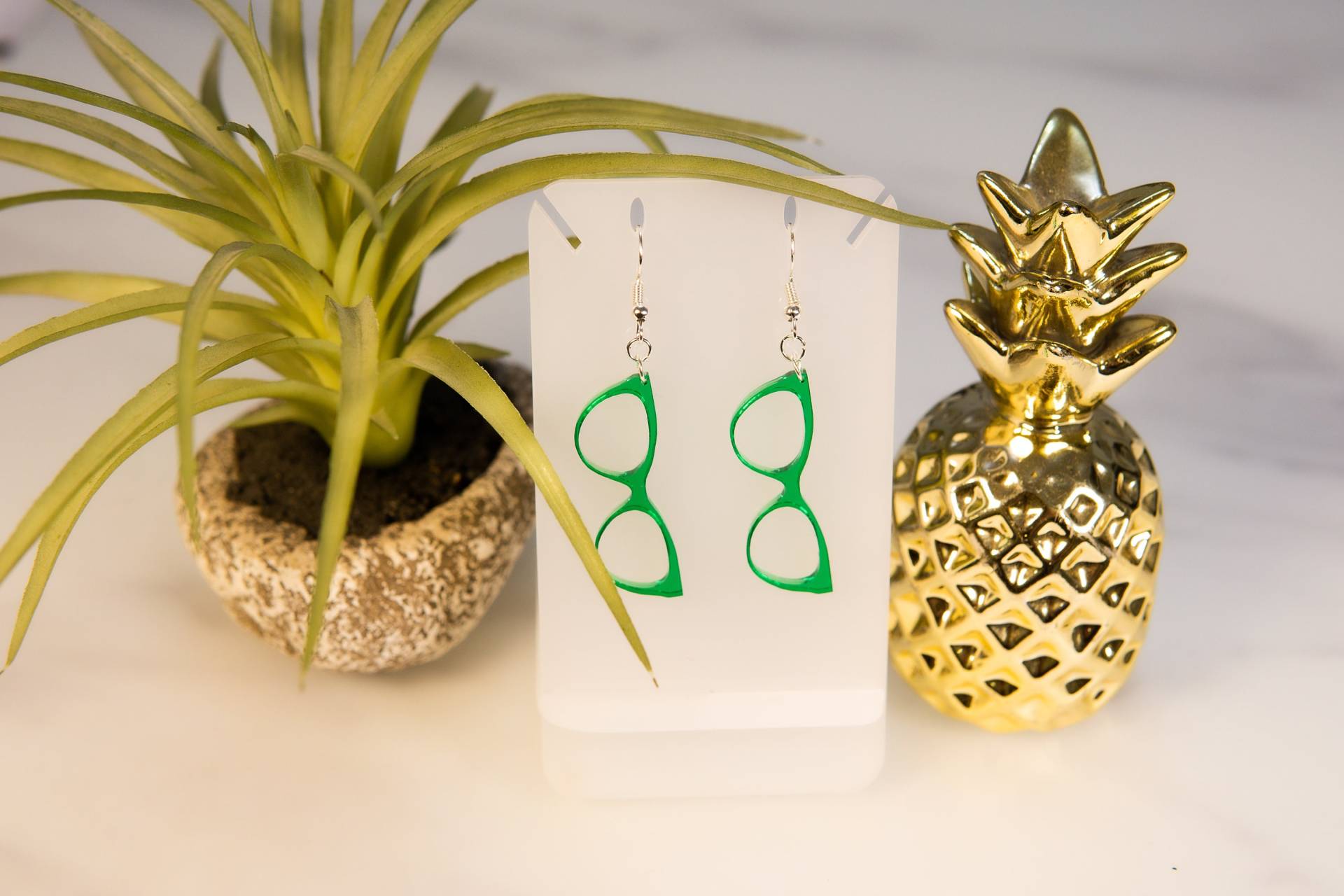 Brillen-Ohrringe Acryl Schmuck Grün, Party, Geschenk von HoneyMoodShop